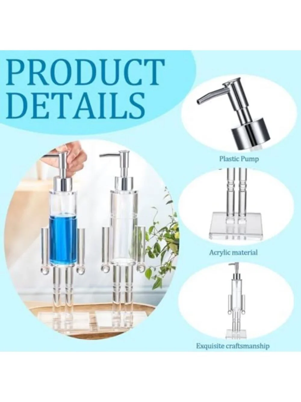 2 Pcs Christmas Soap Dispenser Set - Clear Acrylic Nutcracker Pump for Holiday